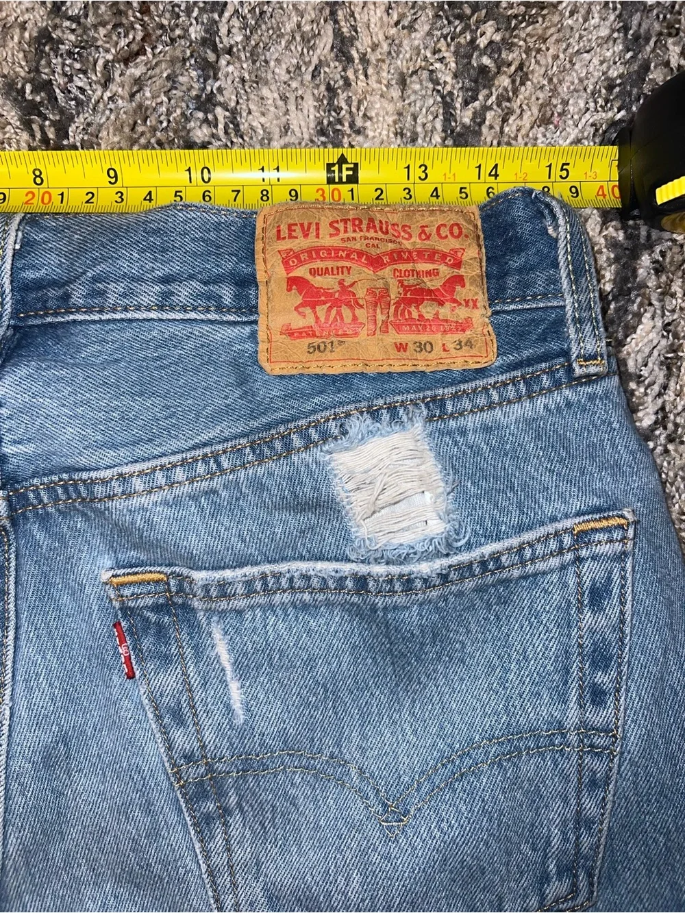 Levi's Light Blue Men's Straight Jeans with Distressed Details